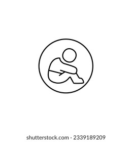 anti social line icon black and white vector with mental health theme