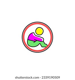 anti social line icon color purple and yellow vector with mental health theme