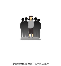 anti social people illustration, crowd illustration. a simple flat design to describe something.
