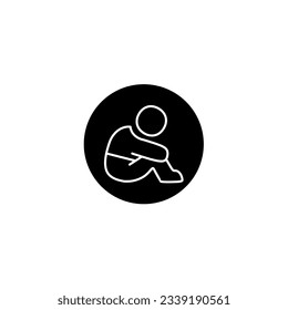 anti social solid icon black solid vector with mental health theme