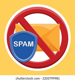 Anti Spam Email In Flat Design Concept Vector