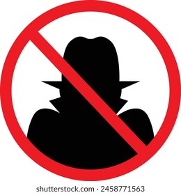 Anti Spy icon. Hacker sign. No thefts symbol. flat style.