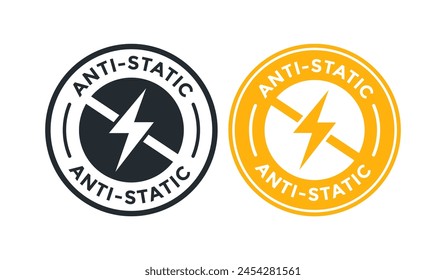 Diseño de logotipo de insignia antiestática. Conveniente para la seguridad de la electricidad, quitar el Recargo superficial y la información