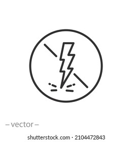 Anti Static Icon, Safety From Electricity, Remove Surface Charge, Thin Line Symbol On White Background - Editable Stroke Vector Illustration