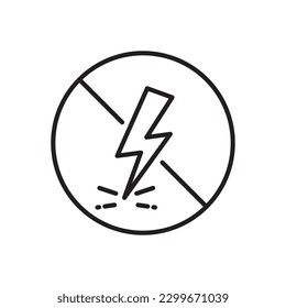 anti static icon, safety from electricity, remove surface charge, thin line symbol on white background - editable stroke vector illustration