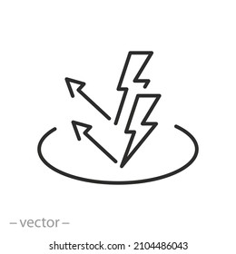 Anti Static Surface Icon, Safety From Electricity, Remove Charge Energy, Thin Line Symbol On White Background