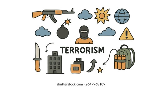 ilustração vetorial das medidas de luta contra o terrorismo e de proteção pública