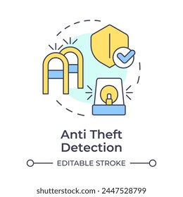 Anti theft detection multi color concept icon. Security measures, access control. Round shape line illustration. Abstract idea. Graphic design. Easy to use in infographic, blog post