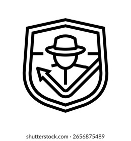 Icono de línea de característica antirrobo. Vector de característica antirrobo. Ilustración negra de contorno aislado