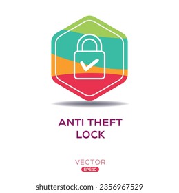 (Bloqueo antirrobo) Icono, signo del vector.