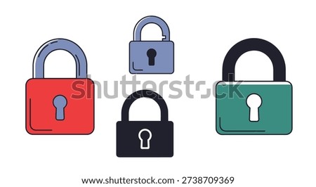 Anti Theft Lock Line creative modern abstract illustration