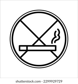 Anti tobacco outline icon isolated on white background. Flat vector illustration.
