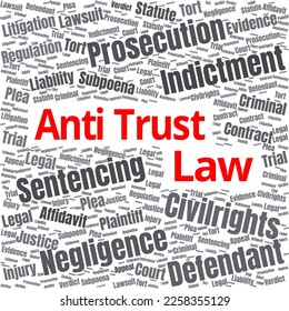 anti trust law word cloud template. Law concept vector on white background.