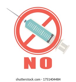 Anti vaccine vector icon. Refuse vaccination.