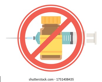 Anti vaccine vector icon. Refuse vaccination.