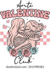 Anti Valentine Club, Romantic illustrations, love-themed graphics, and merchandise suitable for T-shirt designs, clipart, and romantic typography