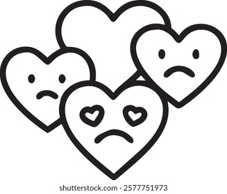 Anti valentine emoticon heart outline. Who said valentine's day is happy