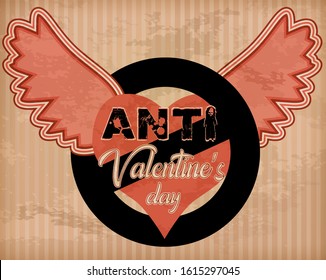 Anti valentine's day badge invitation party card, vector illustration