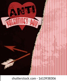 Anti valentine's day card with broken arrow, vector illustration