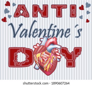 Anti valentines day greeting festive card, vector illustration