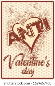 Anti Valentine's day heart, invitation card, vector illustration