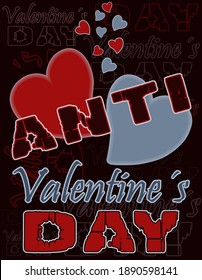 Anti Valentines day invitation card, vector illustration