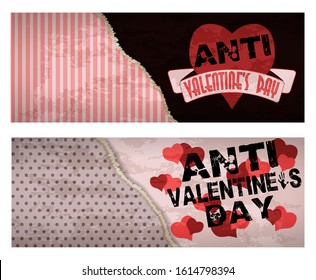 Anti valentine's day party banners, vector illustration