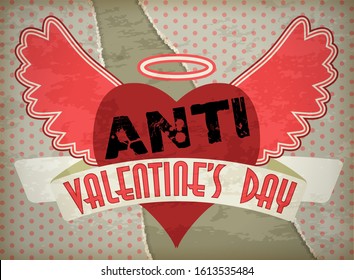 Anti valentine's day party card, vector illustration