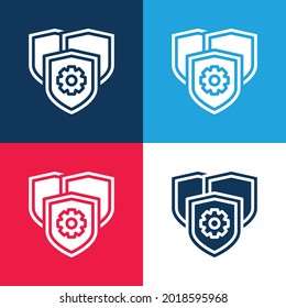 Anti Virus blue and red four color minimal icon set