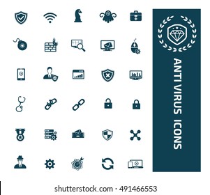 
Anti virus and computer icon set. vector