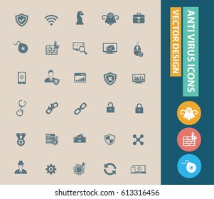 Anti virus computer icon set,clean vector