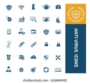 Anti virus computer icon set,clean vector