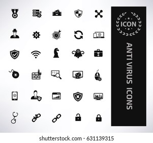 Anti virus computer icon set,clean vector