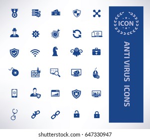 Anti virus computer icon set,clean vector