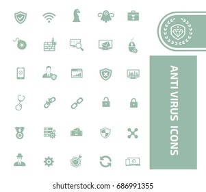 Anti virus computer icon set,vector