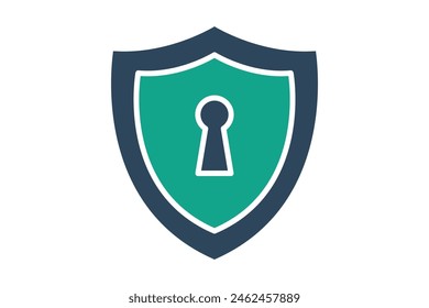 anti virus icon. shield with key. icon related to information technology. solid icon style. technology element vector illustration
