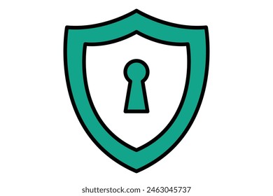 icono anti virus. escudo con llave. icono relacionado con la tecnología de la información. línea plana estilo de icono. elemento de tecnología Ilustración vectorial