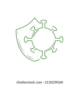 Anti virus outline icon illustration. Healthcare icon concept isolated vector on white background. Shield vector.