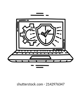 Anti Virus Part of Computer and Operating System Hand Drawn Icon Set Vector.
