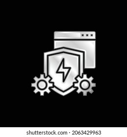 Icono metálico plateado del software antivirus