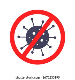 Anti virus symbol, hazard vector illustration, attention sign, corona virus cure, microbe, bacterium icon isolated on white