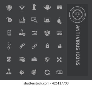 Anti virus,computer icon set on clean background,vector