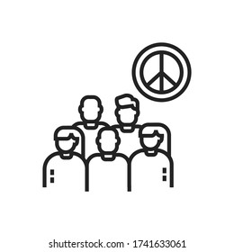 Anti war movement line black icon. Peaceful protest. Social protest. Pictogram for web page, mobile app, promo. Editable stroke.