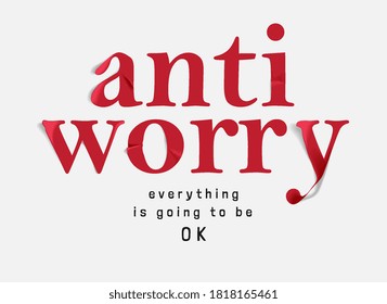 anti worry sticker text slogan illustration