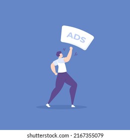 Anti-advertising. A Man Punched An Annoying Advertisement Up. A Metaphor For A Security Application Or Protection Software From Annoying Pop Ups. Adblock. Concept Illustration Design. For Apps