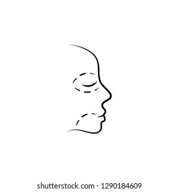 anti-ageing, face, eye, wrinkle hand drawn icon on white background
