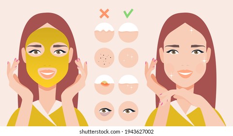 Anti-aging face mask . Gold face mask. Anti-aging moisturizing mask. Face care in the salon and at home. Mask against problem skin. Spa facial care.