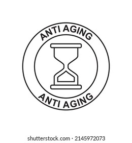 Anti-aging label icon in black line style icon, style isolated on white background