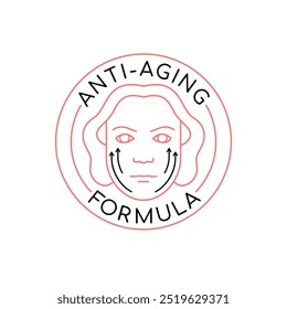 Anti-aging line icon. Beauty formula pictogram. Face lifting sign. Editable stroke. Medical symbol in outline style. Wellness concept. Editable vector illustration isolated on a white background