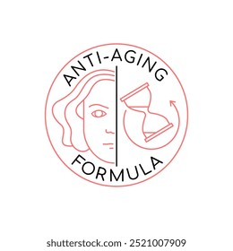 Anti-aging line icon. Beauty formula pictogram. Face lifting sign. Editable stroke. Medical symbol in outline style. Wellness concept. Editable vector illustration isolated on a white background